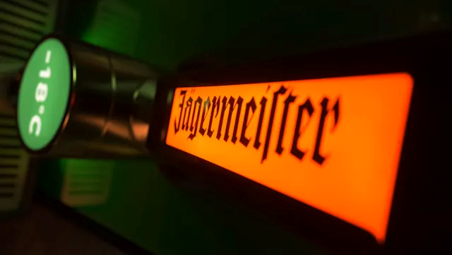 close up of the tap of a tap machine with a jägermeister text