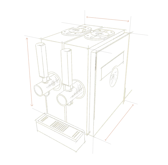 technical sketch of the dual tap machine